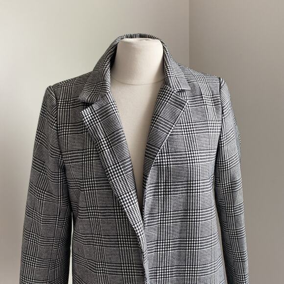 MISSGUIDED Houndstooth Blazer Womens Sz 6 Black White Metallic Classic - Picture 3 of 7